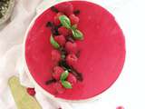 Entremet framboise-citron vert-basilic