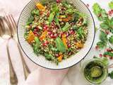 Salade de millet, lentilles, patates douces et pousses chou kale