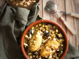 Tajine de poulet aux aubergines et pois chiches