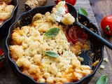 Crumble salé aux tomates cerises, chèvre frais & basilic