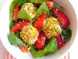 Salade de fraises au fromage frais et pistaches