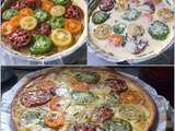 Tarte aux rillettes de poulet et tomates colorées