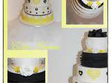 Weeding cake Blanc, jaune et noir { dentelle comestible }