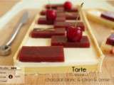 Tarte au chocolat blanc, au citron et aux cerises