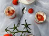 Verrine de compotée de tomate, mousse de fromage frais et jambon cru