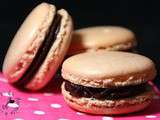 Macarons Rose, ganache Chocolat Noir & Mangue Passion