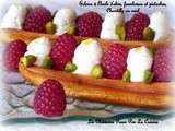 Eclairs à l'huile d'olive, framboises et pistaches, chantilly au miel ...avec une pâte à chou à l'huile d'olive