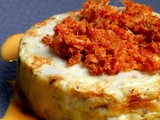 Flans de topinambours, sauce au chorizo