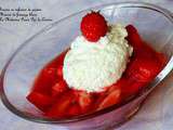 Fraises, infusion de jasmin et mousse de fromage blanc