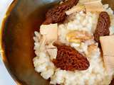 Risotto aux morilles, noix et copeaux de foie gras