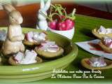 Tartelettes de radis pour l'apéritif de Sandy, massala, ricotta et petits lapins