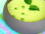 Velouté froid de courgettes, petit pois et ricotta