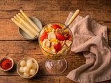 Cocktail de maïs au poulet, vinaigrette paprika