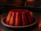 Gâteau de riz vanillé au caramel et fruits confits