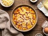 Omelette moelleuse au lard, béchamel gratinée