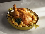 Poulet cocotte aux légumes et lard fumé maison