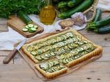 Tarte fine aux courgettes, chèvre frais et basilic