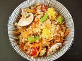 Salade de quinoa, mangue, fèves et citronnelle