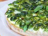 Tarte bouquet de courgettes, chèvre et pâte à la farine de pois chiche