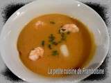 Velouté de lentilles corail au crevettes et pétoncles