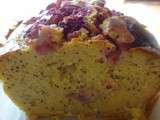 Cake (sans gluten) au citron vert, framboises et pavot