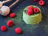 Matcha Panna Cotta with Black Sesame & Raspberries