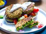 Sesame Encrusted Spinach & Almond Falafels with Tahini Yoghurt