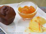 Cake au chocolat , marmelade à l'orange et sorbet orange curry