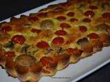 Clafoutis aux champignons , tomates cerise et jambon