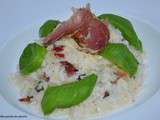 Risotto , basilic et jambon sec