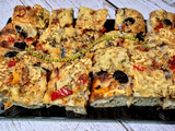 Focaccia aux poivrons et olives noires