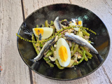Salade de haricots verts au thon et aux anchois
