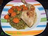 Tajine de poulet, carottes et petits pois