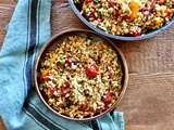 Coucous israélien aux tomates, poivrons et pois chiches rôtis