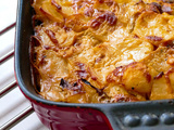 Gratin de pommes de terre, céleri-rave et chanterelles séchées