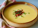 Potage de poireaux, cheddar et bacon