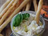 Mascarpone chèvre basilic et huile d'olive pour un apéro en bocal et toujours des livres à gagner