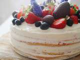 Naked cake groseilles et mousse chocolat blanc