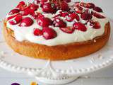 Tarte / gâteau aux cerises et mousse chocolat blanc