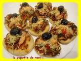 Mini pizza thon, crevettes et poivrons