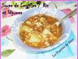 Soupe de lentilles ,riz et légumes