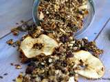 Granola noisettes, pommes séchées et petites graines (courge et lin)