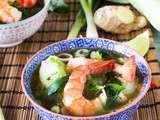 Bouillon Thaï aux Gambas et Choux Pak Choï