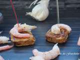 Canapes De Crevettes Ail Citron Sur Pain d'Epices Perdu