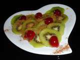 Carpaccio de kiwis aux cerises confites