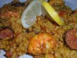 Paella de crevettes au chorizo