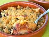 Crumble figues et poires au miel et baies roses