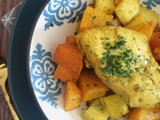 Filets de poulet au four aux légumes d'hiver et aux épices indiennes