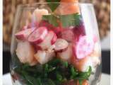 Salicorne et crevettes en verrine