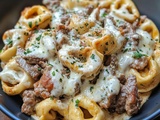 Découvrez la Recette Délicieuse des Tortellinis Philly Cheesesteak avec une Sauce Crémeuse au Provolone